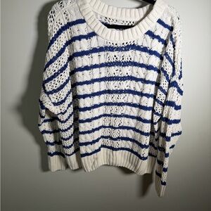 Sonoma Blue and White Striped Sweater